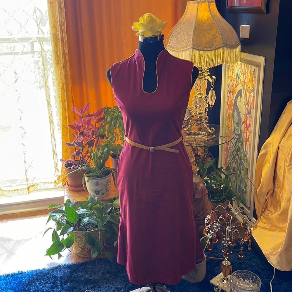 Burgundy Geek boutique flight attendant dress